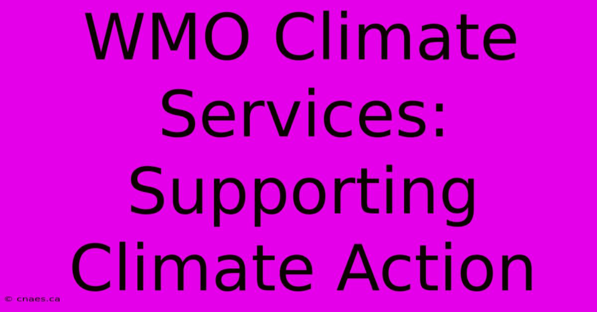 WMO Climate Services: Supporting Climate Action