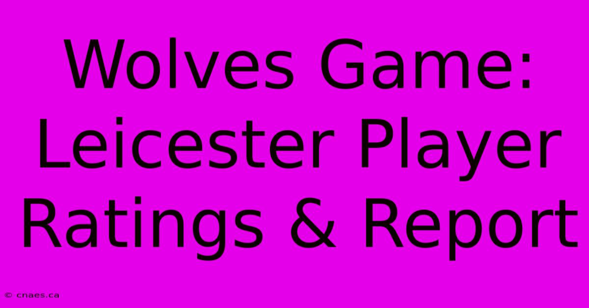 Wolves Game: Leicester Player Ratings & Report