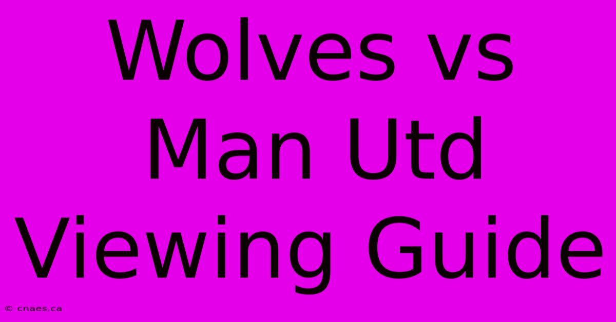 Wolves Vs Man Utd Viewing Guide