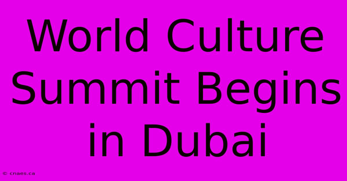 World Culture Summit Begins In Dubai