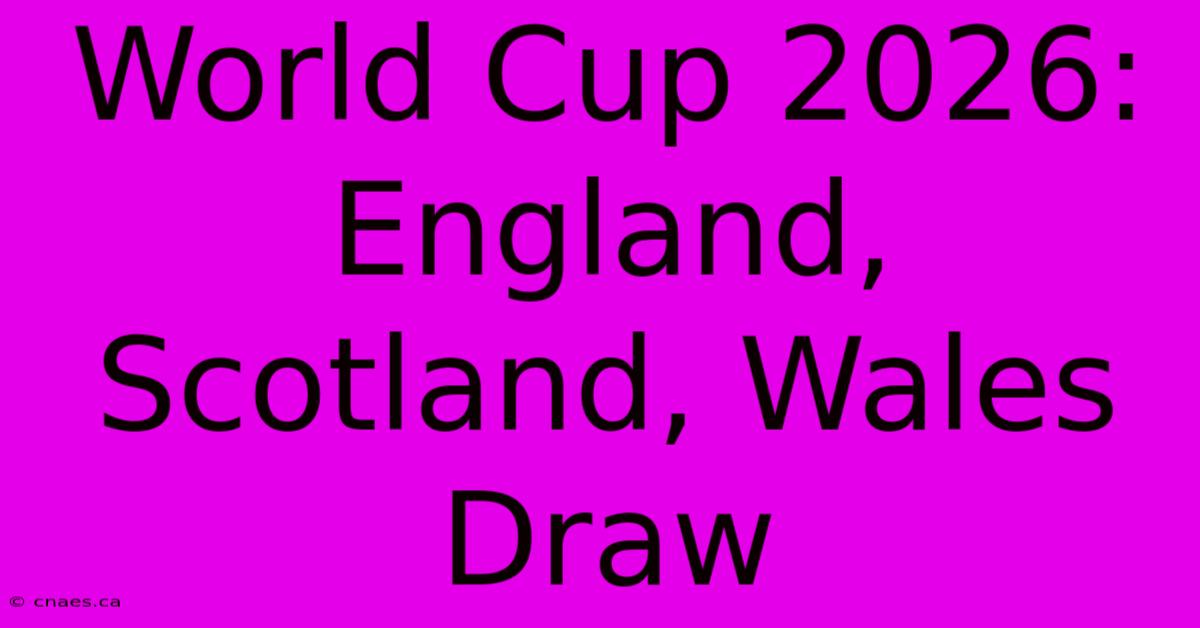 World Cup 2026: England, Scotland, Wales Draw