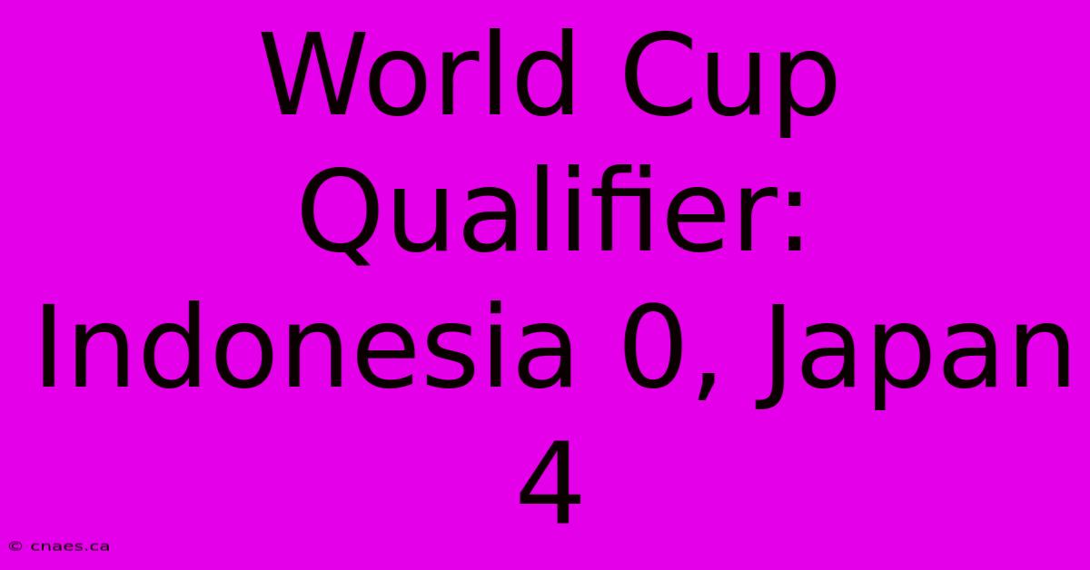 World Cup Qualifier: Indonesia 0, Japan 4