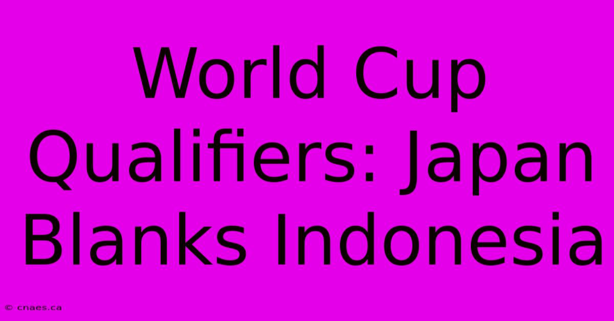 World Cup Qualifiers: Japan Blanks Indonesia 