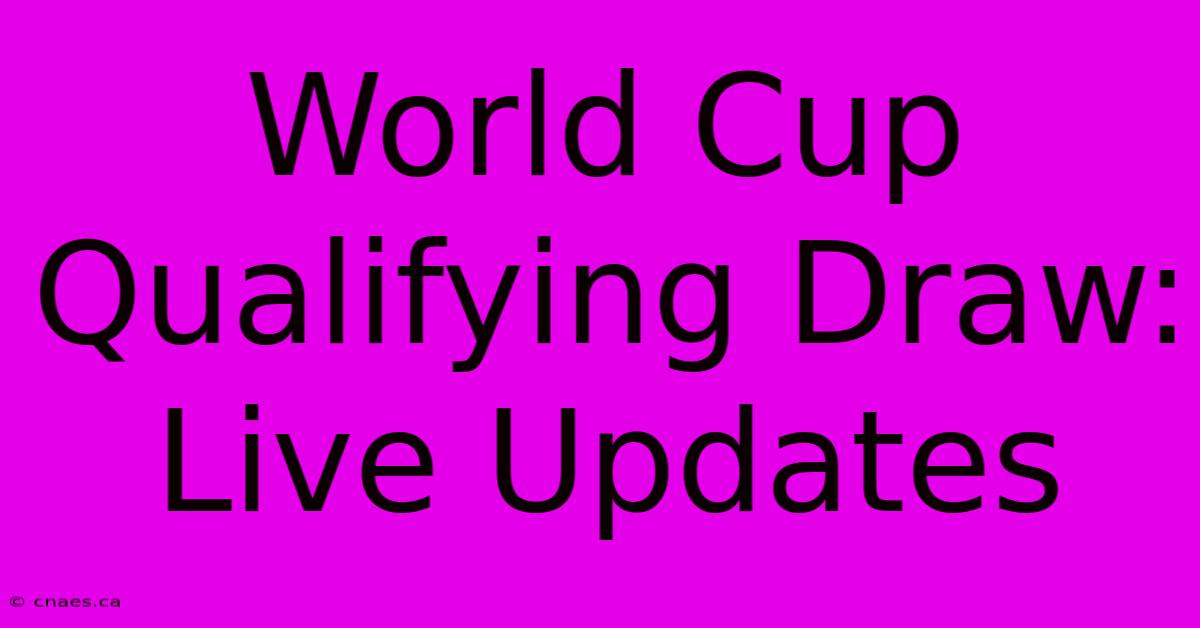 World Cup Qualifying Draw: Live Updates