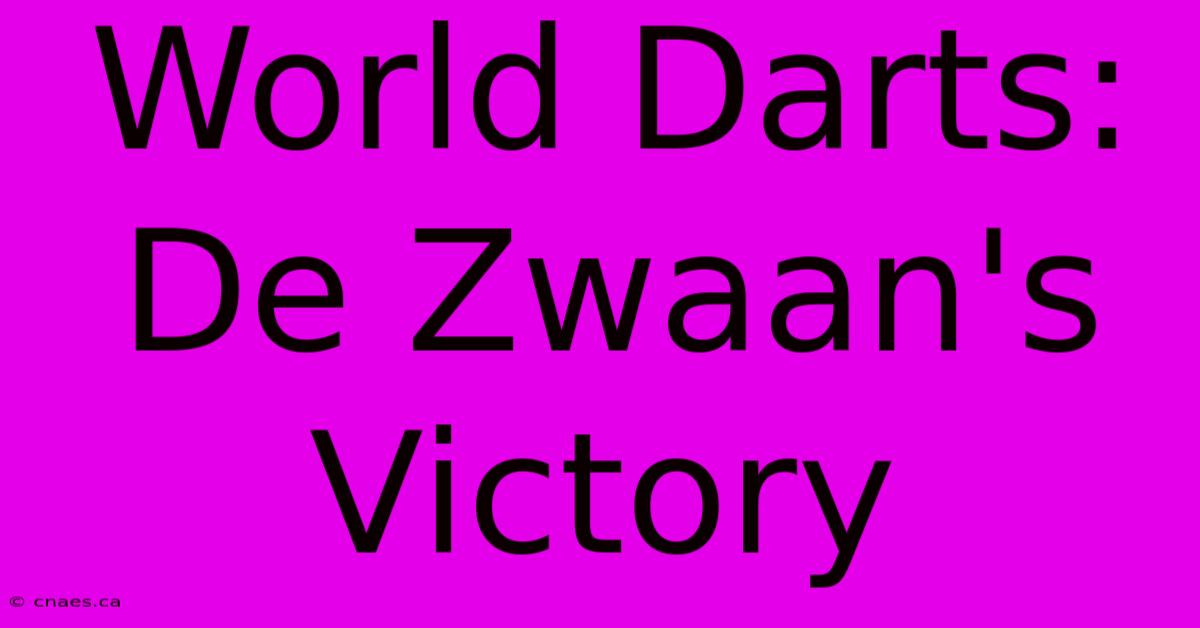 World Darts: De Zwaan's Victory