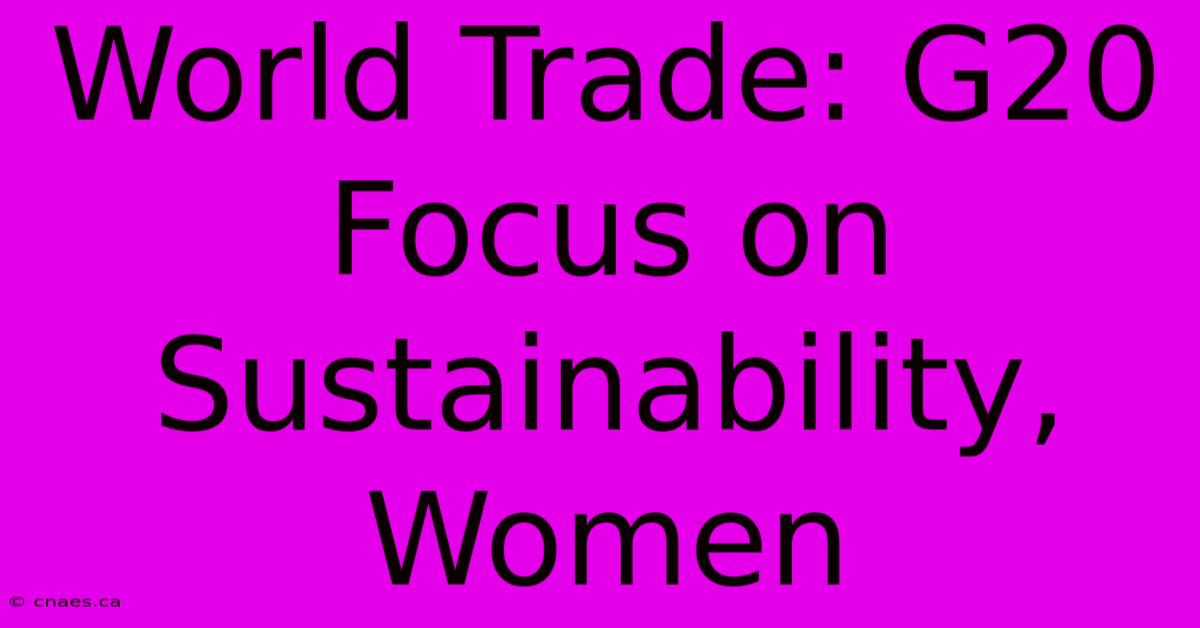 World Trade: G20 Focus On Sustainability, Women