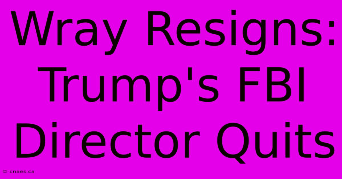 Wray Resigns: Trump's FBI Director Quits