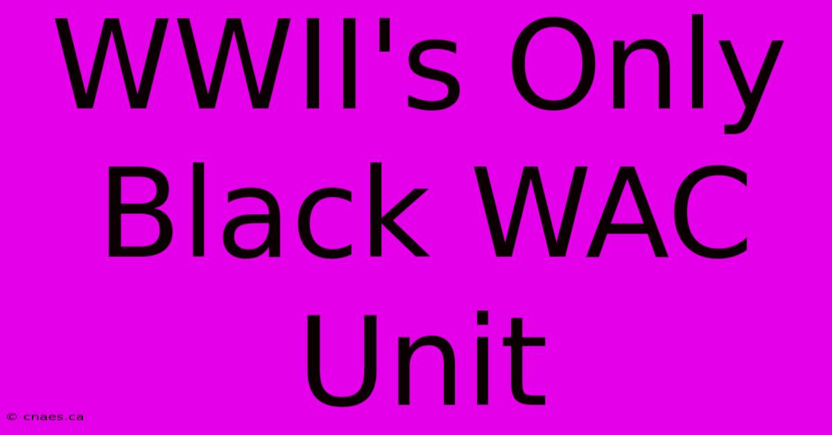 WWII's Only Black WAC Unit