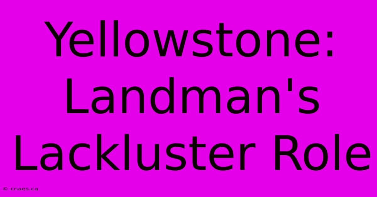 Yellowstone: Landman's Lackluster Role