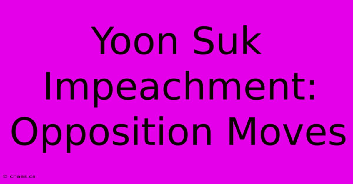 Yoon Suk Impeachment: Opposition Moves