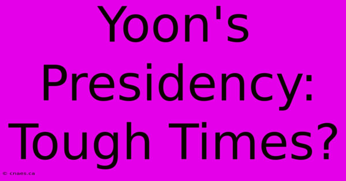 Yoon's Presidency: Tough Times?