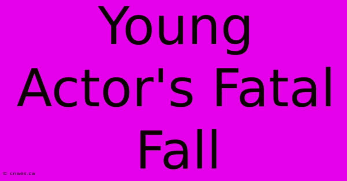 Young Actor's Fatal Fall