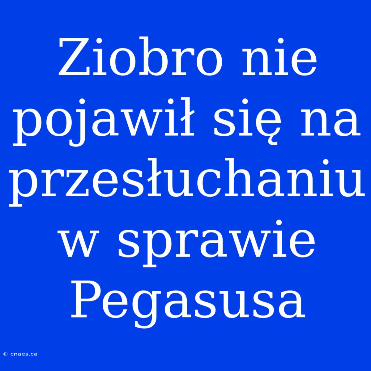 Ziobro Nie Pojawił Się Na Przesłuchaniu W Sprawie Pegasusa