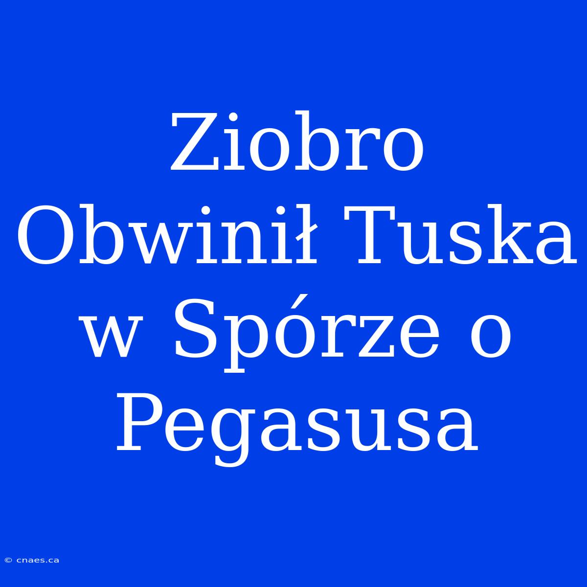 Ziobro Obwinił Tuska W Spórze O Pegasusa