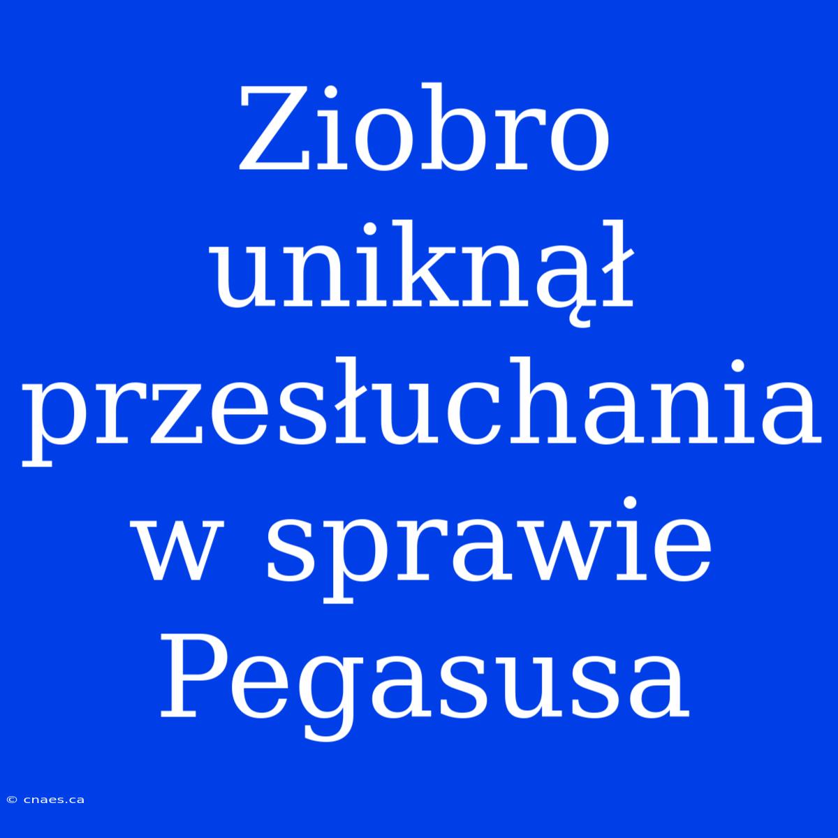 Ziobro Uniknął Przesłuchania W Sprawie Pegasusa